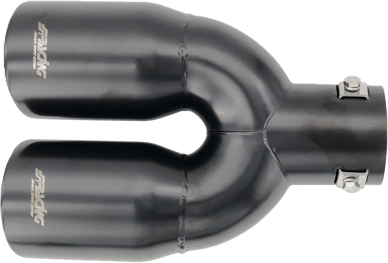 Simoni Racing Auspuffblende Doppelrunde/Schräg Edelstahl Schwarz - 2xØ76xL240mm - Anschluss 34-60mm