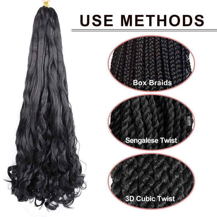 Herkeymidy french curly braiding hair 24 inch Loose Wavy 8 Pack Bouncy Braiding Hair extensions 75g/