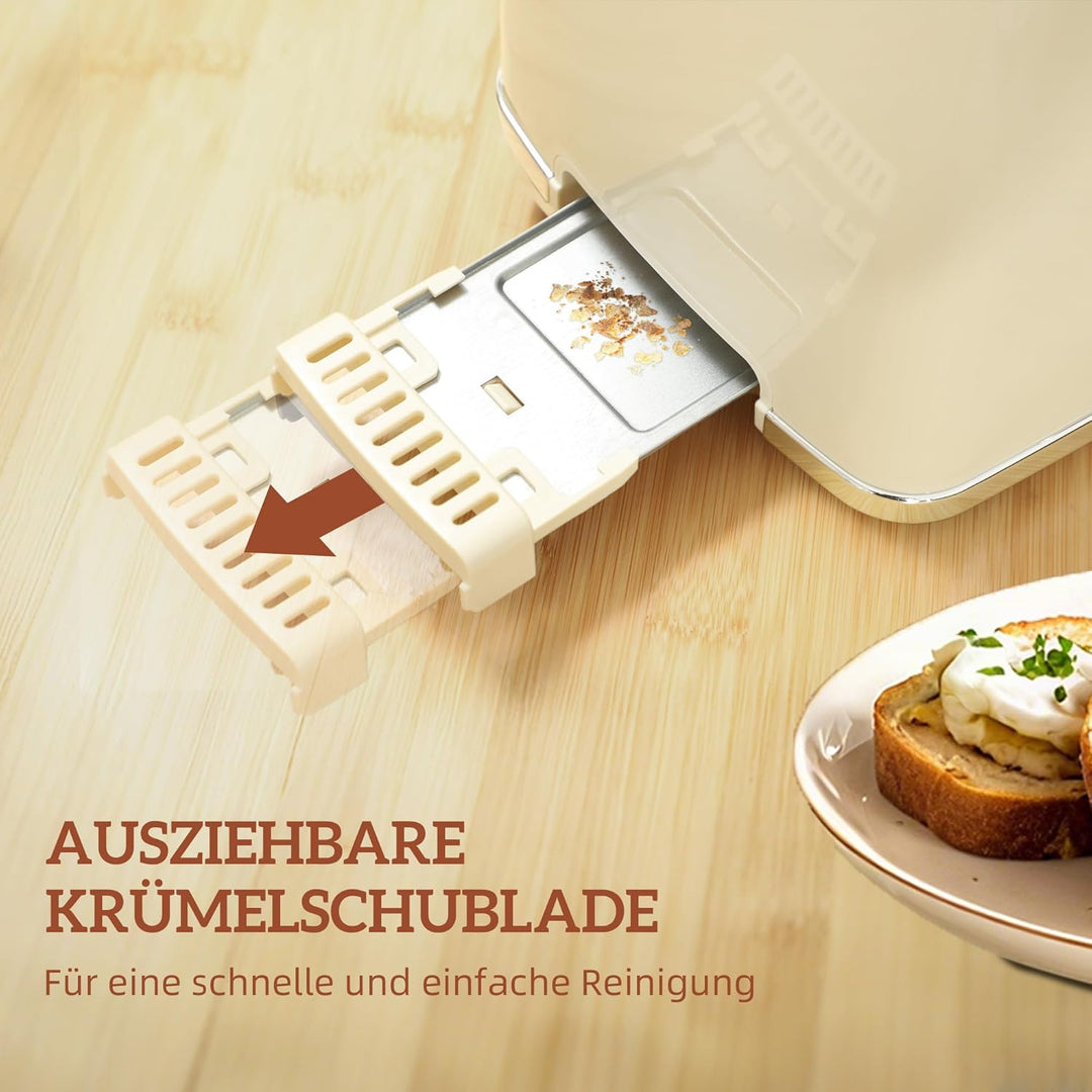 HOMCOM Wasserkocher Toaster Set 1,7L Edelstahl Wasserkocher 2 Scheiben Toaster mit 6 Bräunungsstufen