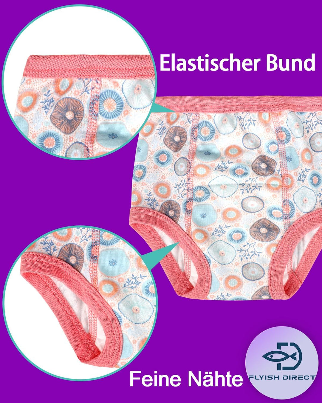 FLYISH Direct Trainingshose für Jungen, weich und saugfähig, 6-lagiger Stoff, 100% Baumwolle, 4 Pack