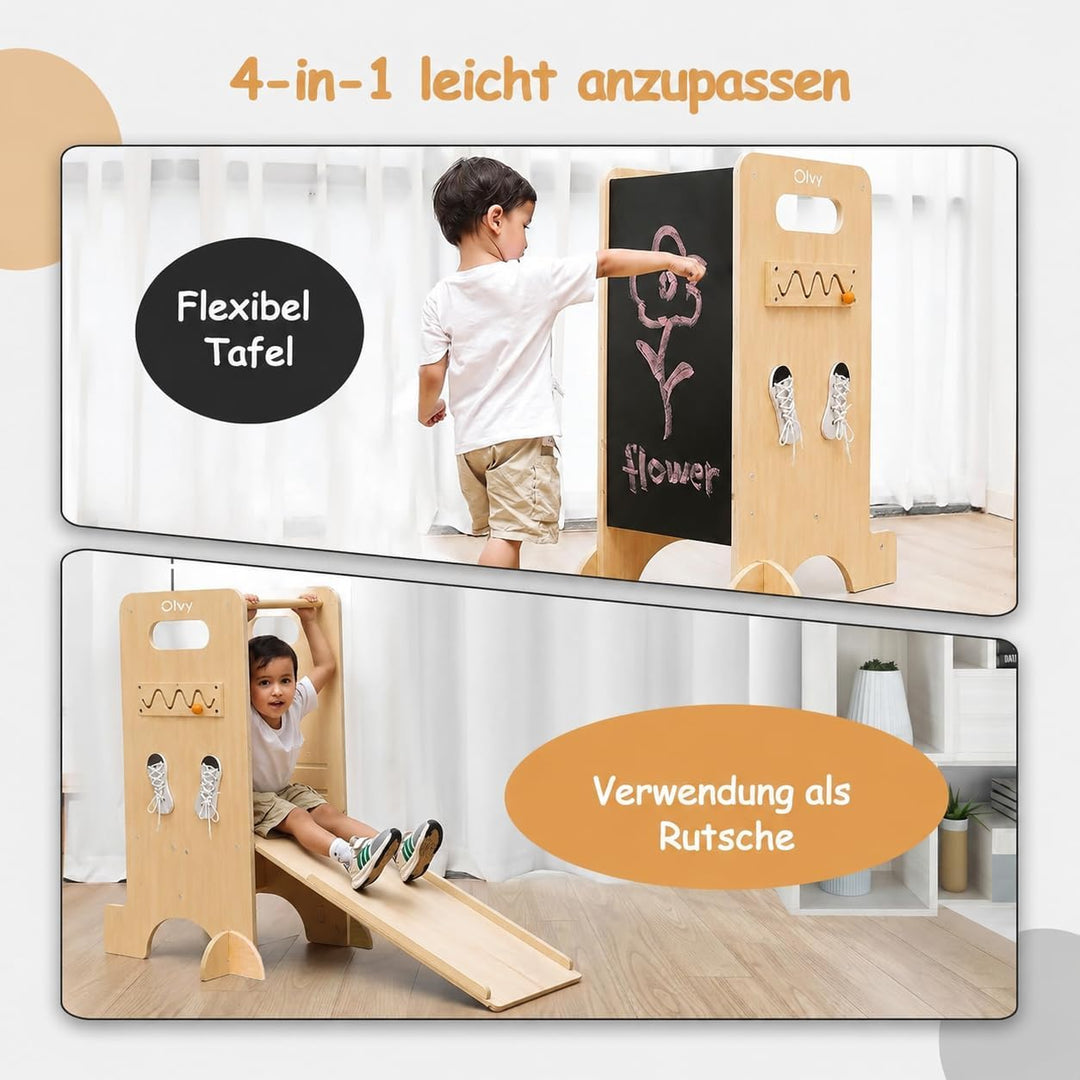 Olvy Montessori Lernturm | Learning Tower Holz für Kinder ab 1 Jahr 4-in-1 Learning Tower, 4-in-1 Le