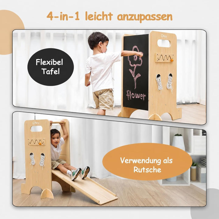 Olvy Montessori Lernturm | Learning Tower Holz für Kinder ab 1 Jahr 4-in-1 Learning Tower, 4-in-1 Le