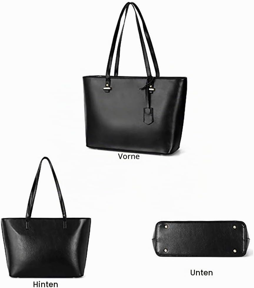 Handtaschen-Set für Damen, 5er-Pack, Tragetasche, Handtaschen-Set, PU-Leder Schwarz, Schwarz