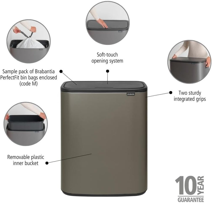 Brabantia BO Touch Bin, 60L 1 Inneneimer (60L) Platinum, 1 Inneneimer (60L) Platinum