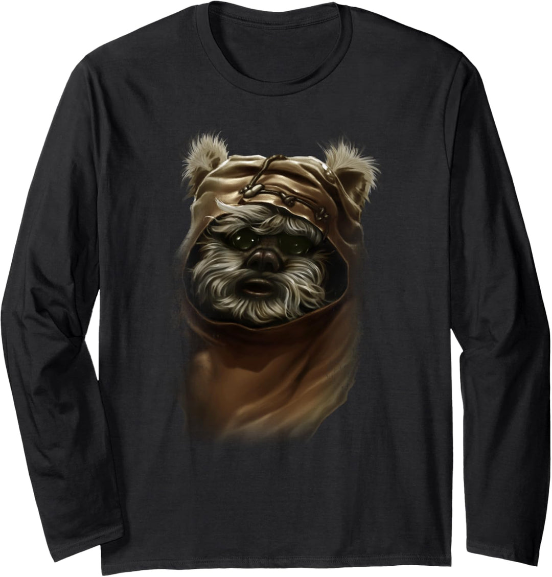 Star Wars Wicket Ewok Portrait Painting Langarmshirt