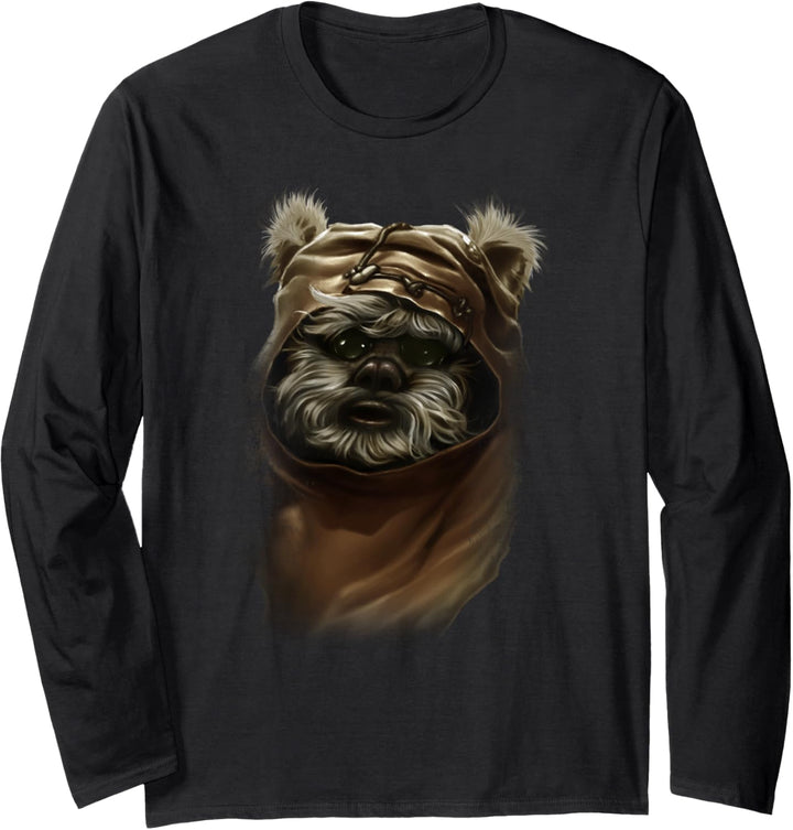 Star Wars Wicket Ewok Portrait Painting Langarmshirt