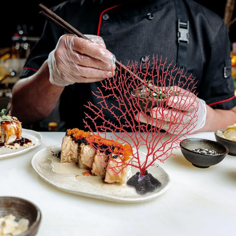 Ciieeo 2stücke Korallen Deko für Sushi-Teller Künstliche Korallenornamente Zimmerpflanzen-Dekoration