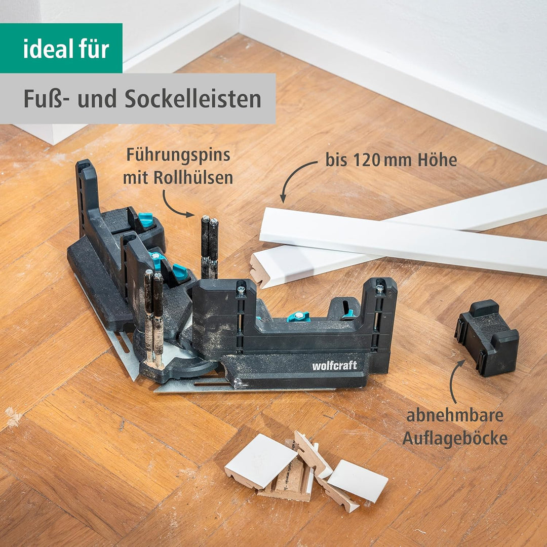wolfcraft Schmiege und Gehrungsschneidlade PRO 6956000 / 2in1 Gehrungslade zum Schneiden von bis zu