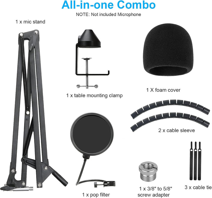 Blue Yeti Mikrofon Arm mit Popschutz - Professioneller Mikrofon Ständer Kompatibel mit Blue Yeti Mic
