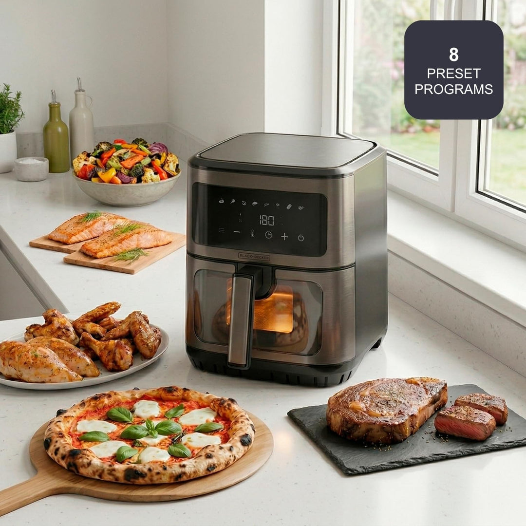 Black+Decker – Heissluftfritteuse ohne Öl BXAF2501E | 1600 W | 6,5 L | 8 Programme | Touchscreen | T