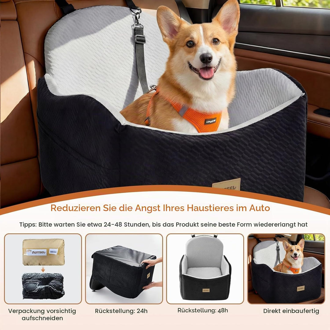 Hunde Autositz für kleine &amp; mittlere Hunde – Wasserfest &amp; waschbarer Hundesitz Auto mit Sicherheitsg