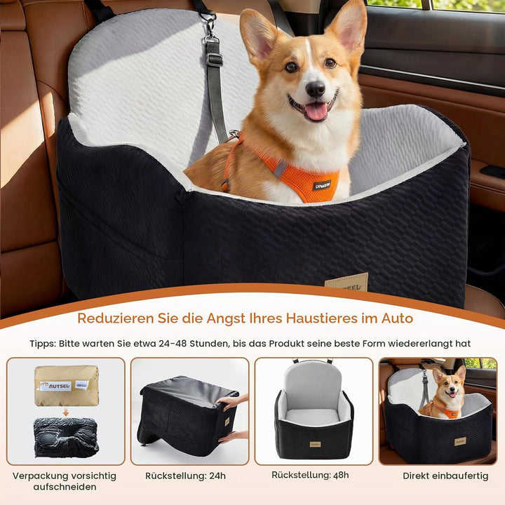 Hunde Autositz für kleine &amp; mittlere Hunde – Wasserfest &amp; waschbarer Hundesitz Auto mit Sicherheitsg