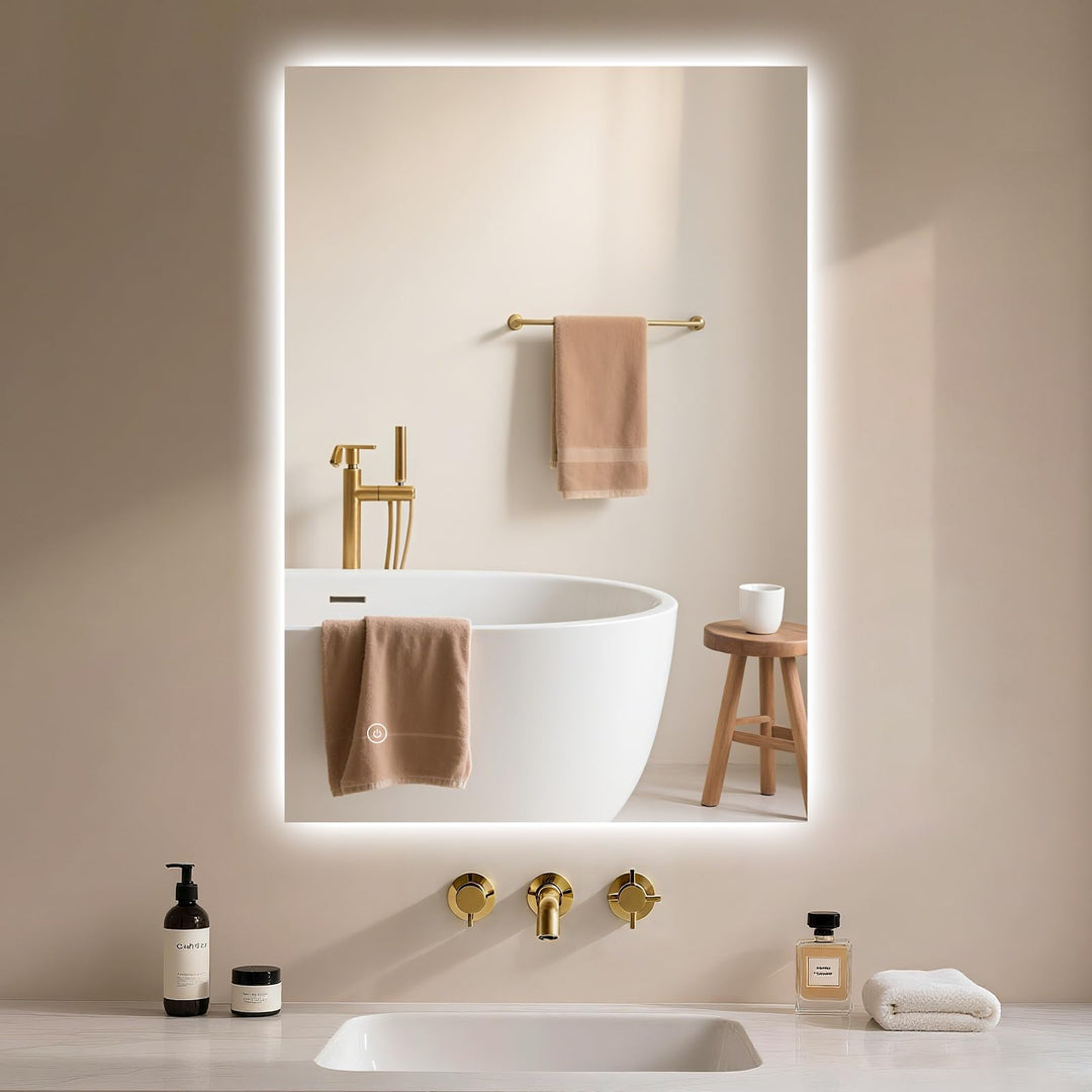 Archaluxe Badspiegel-mit-Beleuchtung 50x70cm - Badezimmerspiegel LED Badezimmer Spiegel mit Beleucht