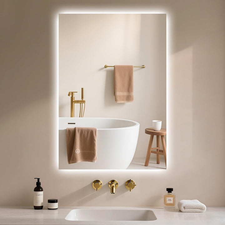 Archaluxe Badspiegel-mit-Beleuchtung 50x70cm - Badezimmerspiegel LED Badezimmer Spiegel mit Beleucht