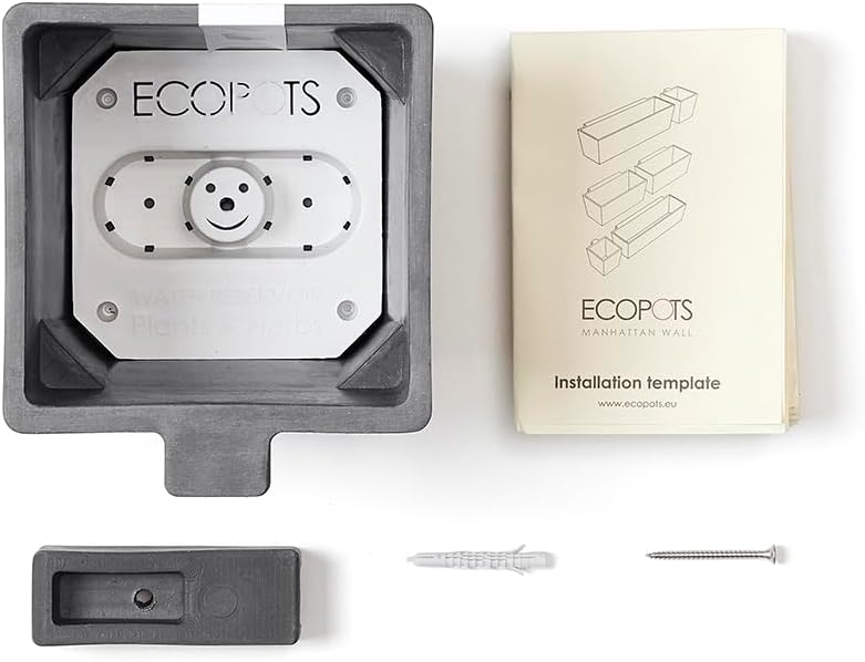 ECOPOTS Blumentopf Manhattan Grau - 15 x 17 cm rechteckig/quadratisch klein - mit Bewässerung - Pfla