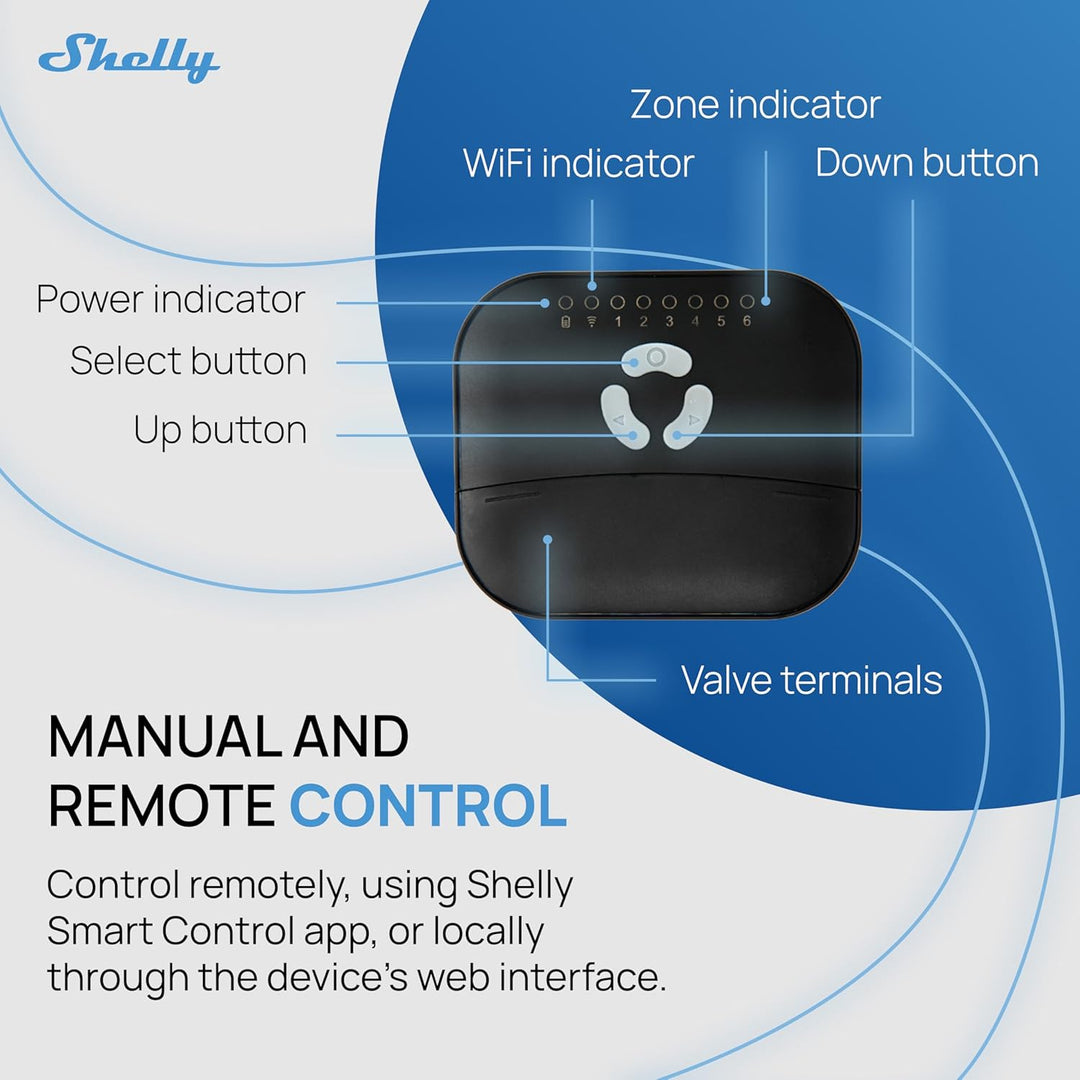 FRANKEVER Sprinkler Controller FK-06X - Smart Sprinkler Controller mit 6 Zonen, betrieben mit Shelly