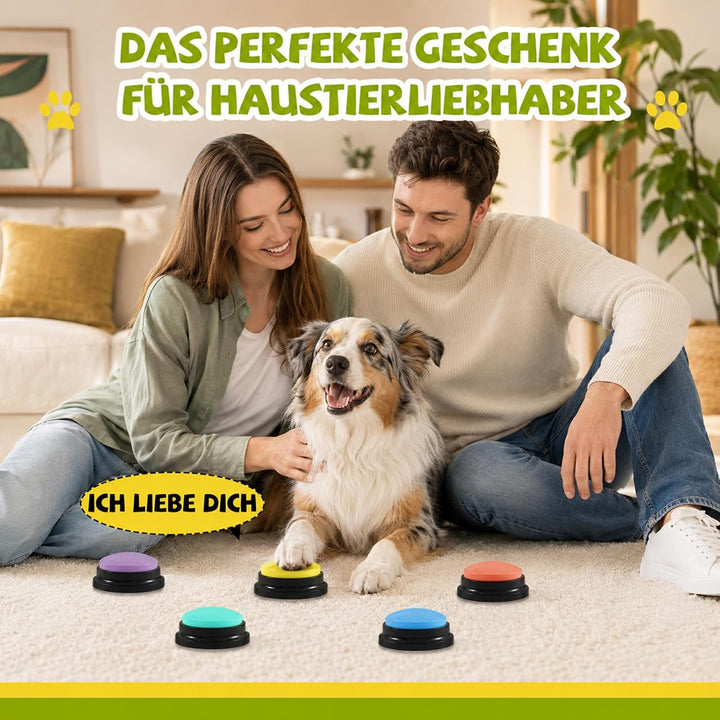 Buzzer mit Aufnahmefunktion, 6 Stück Hunde Buzzer mit aufnahmefunktion, 30 Sekunden Aufnahme, Buzzer