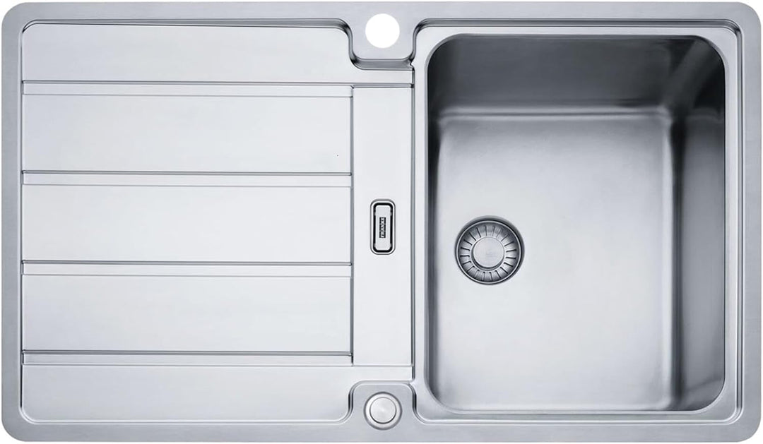 HDX 214 860x510mm, reversibel, Edelstahl gebuerstet, 3 1/2' Integral,mit Druckknopfventil, mit verde