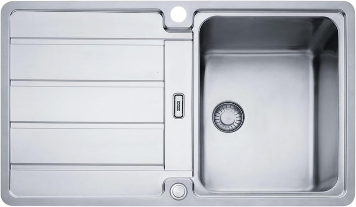 HDX 214 860x510mm, reversibel, Edelstahl gebuerstet, 3 1/2' Integral,mit Druckknopfventil, mit verde