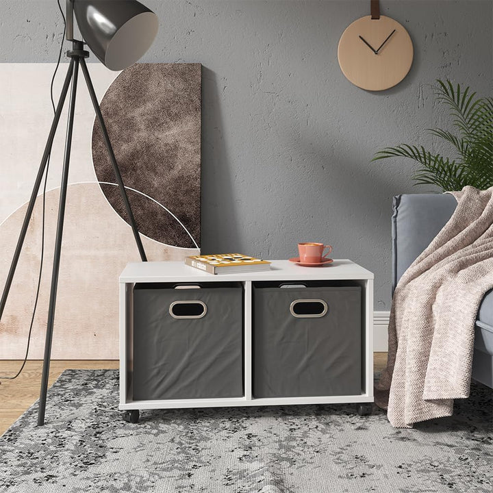 Vicco Kinderregal Luigi, Weiss, 72 x 42.4 cm, auf Rollen fahrbar mit Zwei offenen Ablageflächen 2 Fä