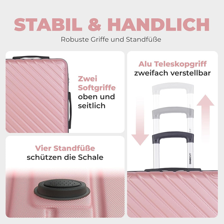 3erKoffersetXXL Komplettpaket – Sichere und leichte ABS Hartschalenkoffer 20"24"28" mit Rollen – Rei