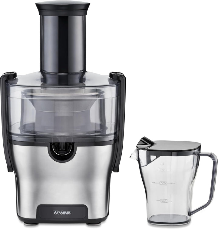 Trisa Entsafter - Hohe Saftausbeute dank 12'500 U/min, ø 75 mm Öffnung, 1500W Motor, Edelstahlfilter