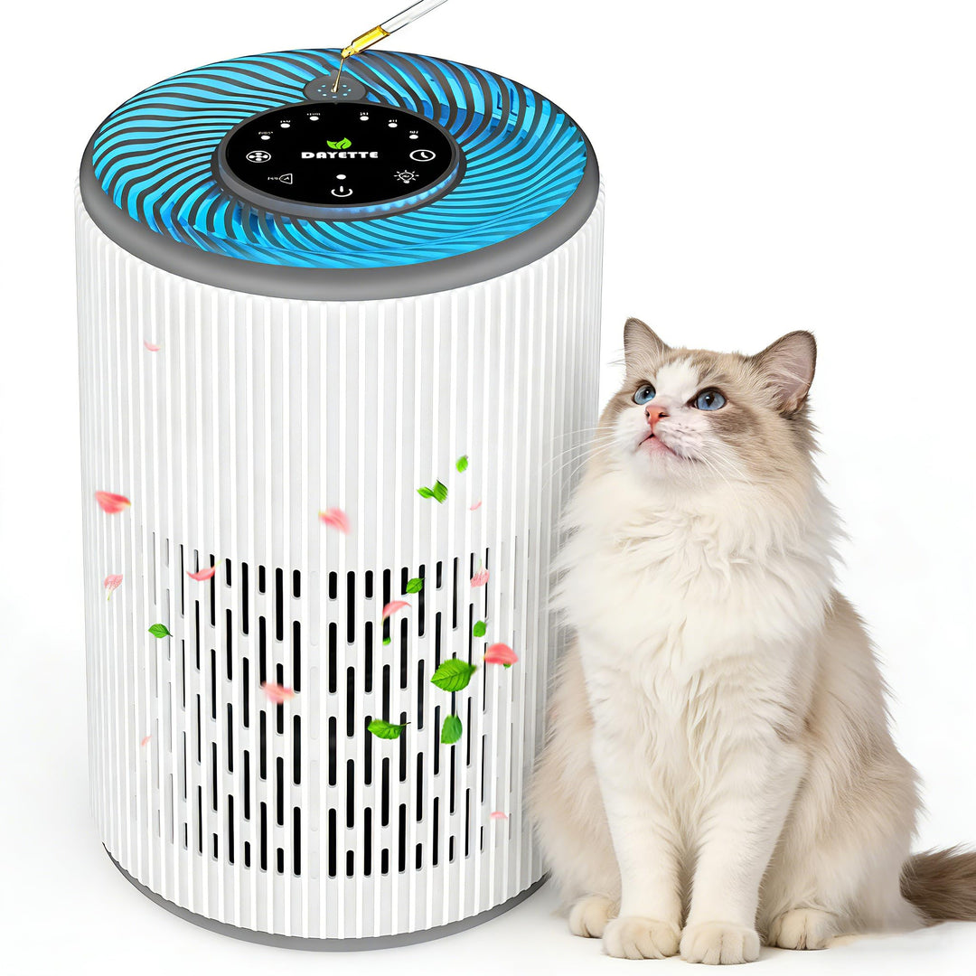 DAYETTE Portable Luftreiniger Allergiker mit Aroma, Nachtlicht, Timer, Ruhemodus (20 dB), HEPA Luftf