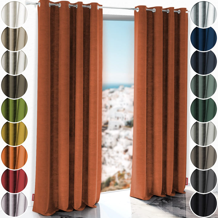 Schuette® Verdunkelungs-Vorhang Gardine mit Ösen ● Millenium Velvet: Marmalade (Orange) ● 135x210cm