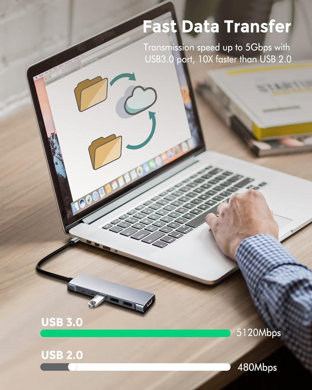 3XI USB C Hub 9in1 Typ C Adapter mit 4K HDMI,3 USB3.0, 100W PD, SD/TF Kartenleser,USB-C 5Gbps Datena