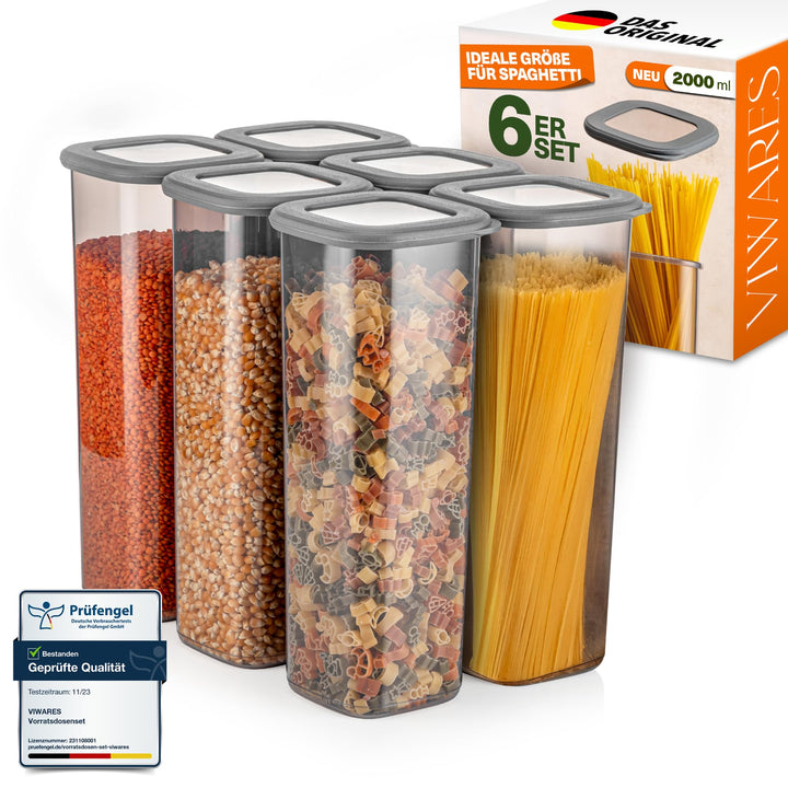 Vorratsdosen mit Deckel Luftdicht, 6er Vorratsbehälter Set BPA-Frei, Vorratsdose zur Müsli Mehl Aufb