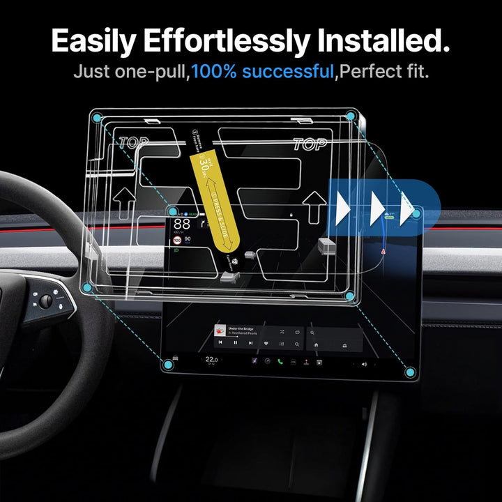 16" + 8" Displayschutzfolie für Tesla Model Y Juniper 2026, 9H Hartglas, Anti-Fingerprint, Kratzfest