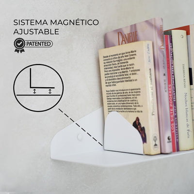 MILUKA Wandregal Weiss 35 cm | 2er Set Bücherregal Wand mit Magnetische Buchstütze | Bücher Regal Hä