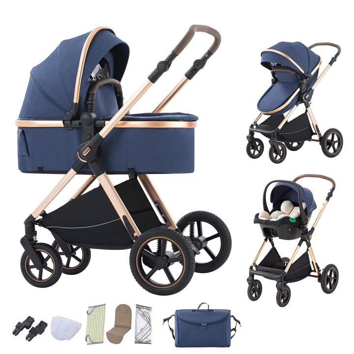 BEBBY Kombikinderwagen 3 in 1 Reisesysteme Standardkinderwagen Kinderwagen Buggy Neugeborener Tragba