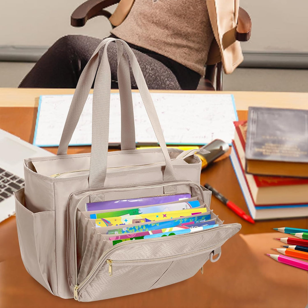 Tragetasche für Lehrer mit Akkordeon-Aktenfach, grosse Arbeitstasche für Lehrerinnen für Frauen, Kam