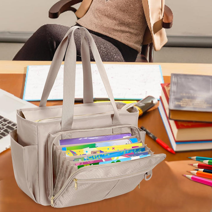 Tragetasche für Lehrer mit Akkordeon-Aktenfach, grosse Arbeitstasche für Lehrerinnen für Frauen, Kam