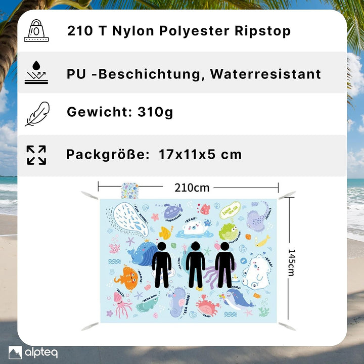 Picknickdecke 150 x 210 cm – Wasserdicht, Ultraleicht & Kompakt | Outdoor Decke in Grün für Picknick