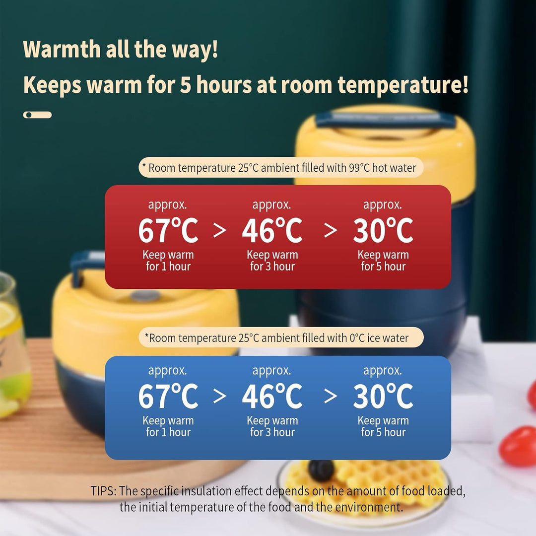 0.8l Bento Box Edelstahl Für Erwachsene Kinder,Thermo Lunchbox, Thermodose Warmhalten Essen, 2-lagig