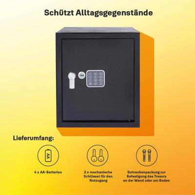 Yale Elektronischer Tresor - Gross - YSV/390/DB2 - Standardsicherheit - Schwarz Black Large New Vers