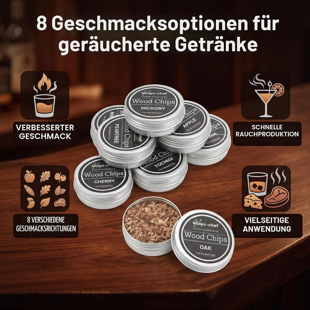 VGEBY Smoking Wood Chips, 8PCS Whiskey Wood Smoking Chip Cocktail Smoker Kit Smoker Chips für Geräuc