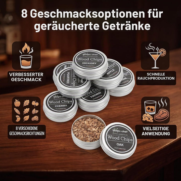 VGEBY Smoking Wood Chips, 8PCS Whiskey Wood Smoking Chip Cocktail Smoker Kit Smoker Chips für Geräuc