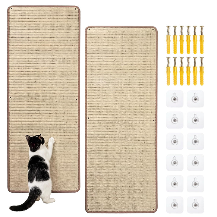 Kratzmatte Katze,2 Pack Kratzbretter Katze Sisal, Kratzmatte Katze aus natürlichem Sisal mit Selbstk