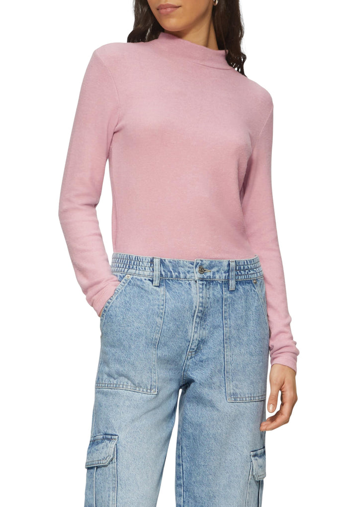 QS Damen Softes Longsleeve aus Viskosemix Langarmshirt mit Stehkragen (1er Pack) S Lilac/Pink 41w0,