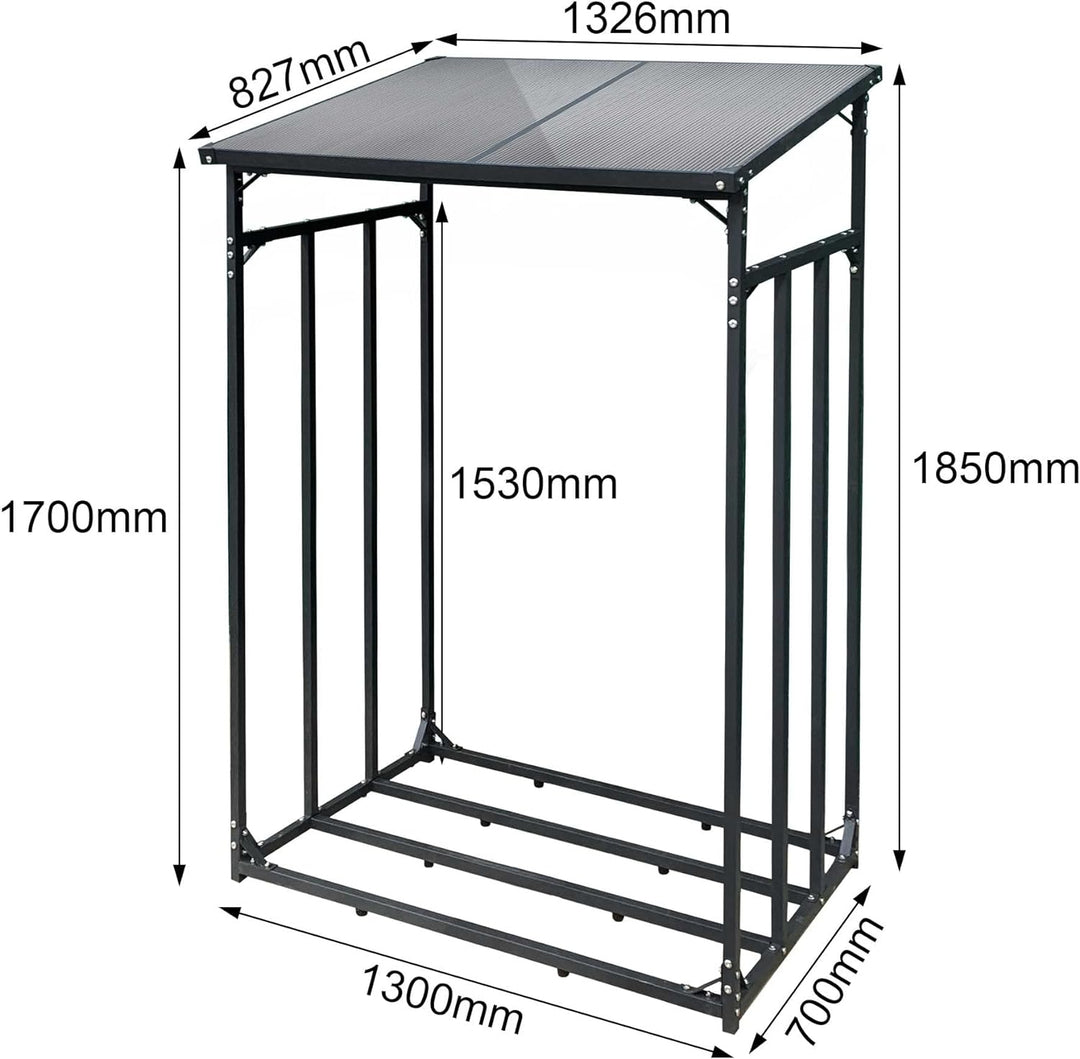 SCHMIDT security tools Kaminholzregal 130x70x185cm Aluminium Anthrazit Brennholzregal Holzstappelhil