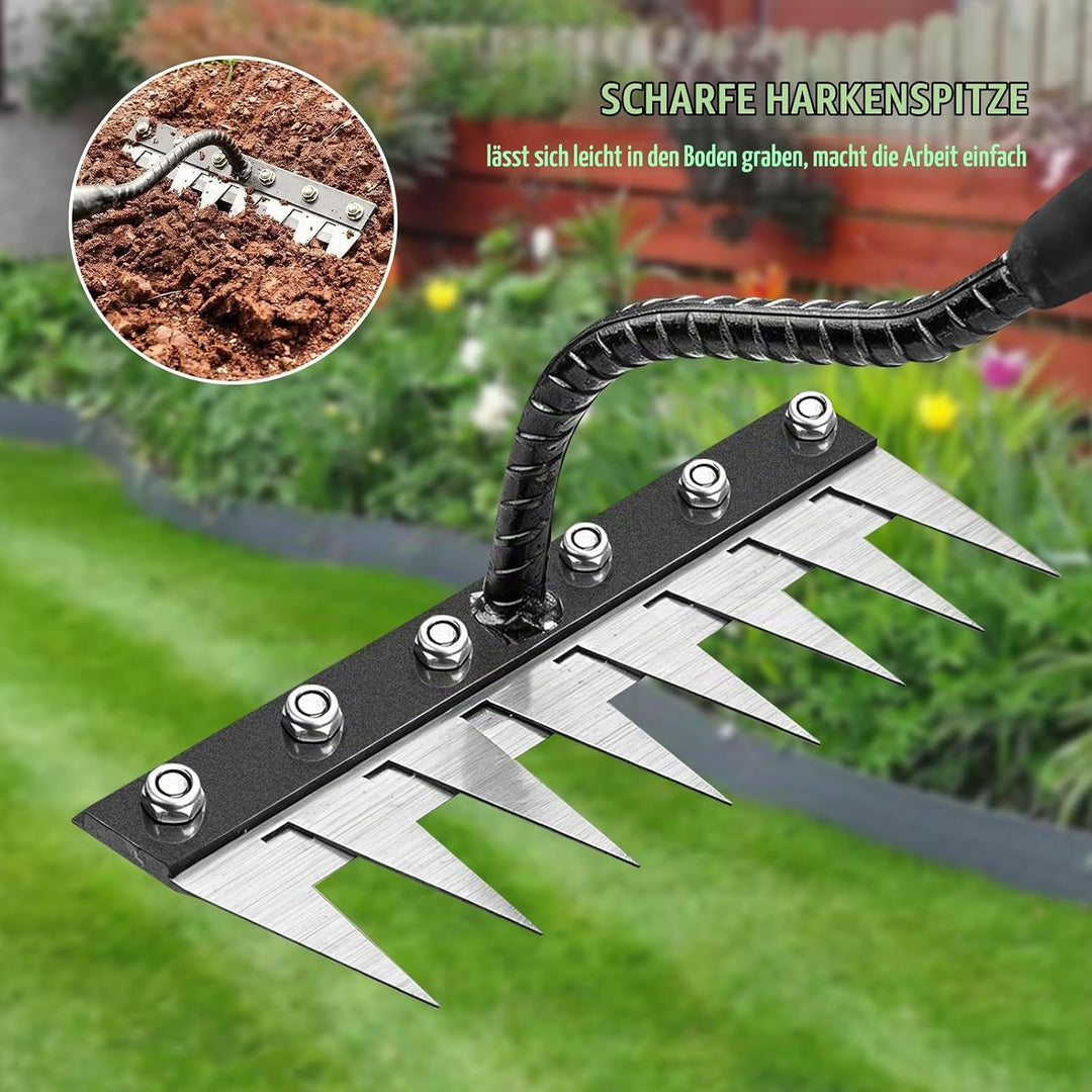 Gartenrechen,8 Teeth rechen,Mehrzweck Garten Unkraut Werkzeug,Gartenrechen aus Metall, Eisenrechen f