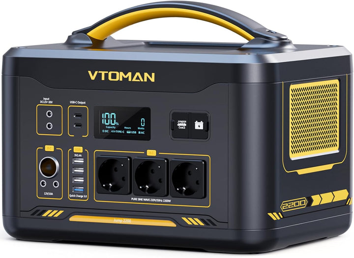 VTOMAN Jump 2200 Tragbare Powerstation - 1548Wh/2200W(Spitze 4400W) LiFePO4 Batterie Solargenerator