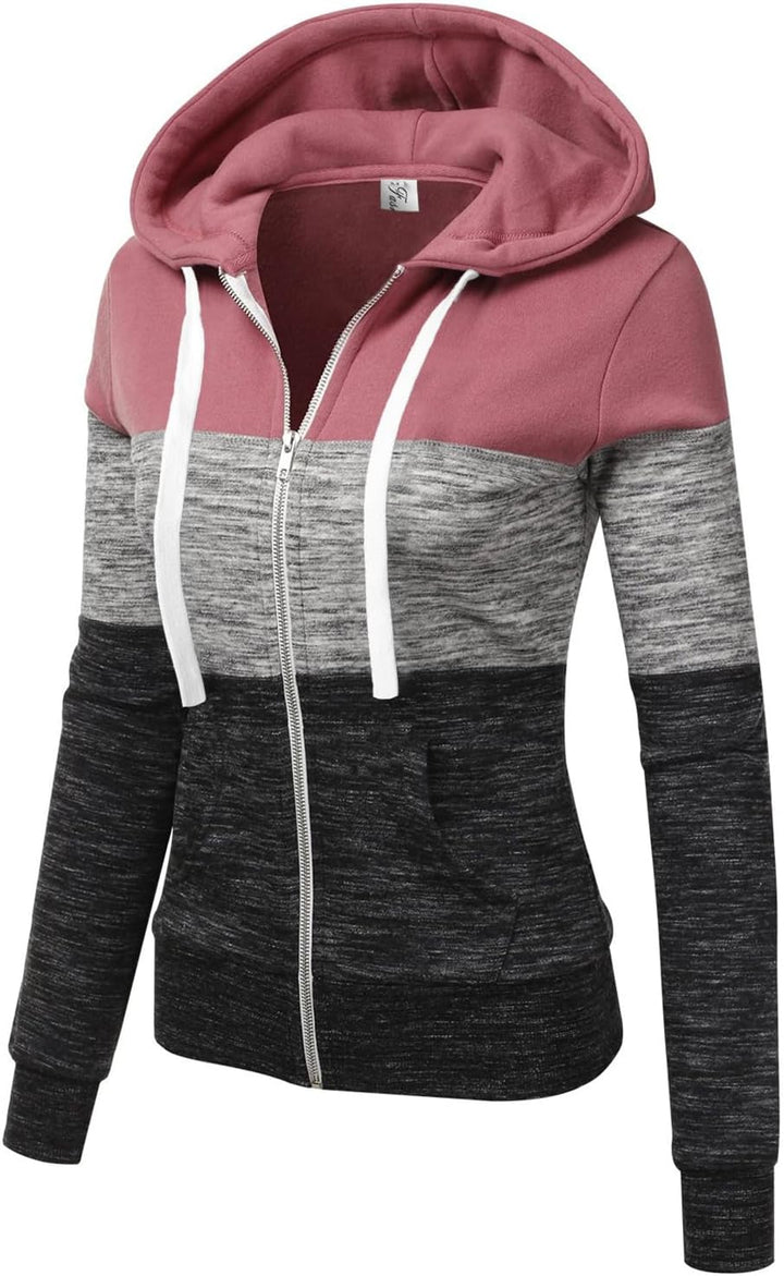 Damen Kapuzenpullover Basic Damen Hoodie mit Reissverschluss Kapuzenpulli Langarm Kapuze Herbst Wint