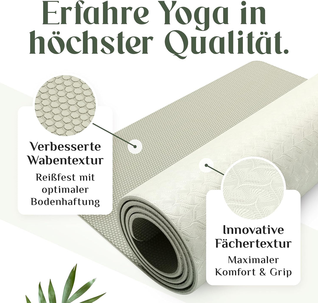 Premium Yoga-Matte aus hautfreundlichem ECO TPE-Material 185 x 60 x 0,6cm (gross) - Boho Style Gymna