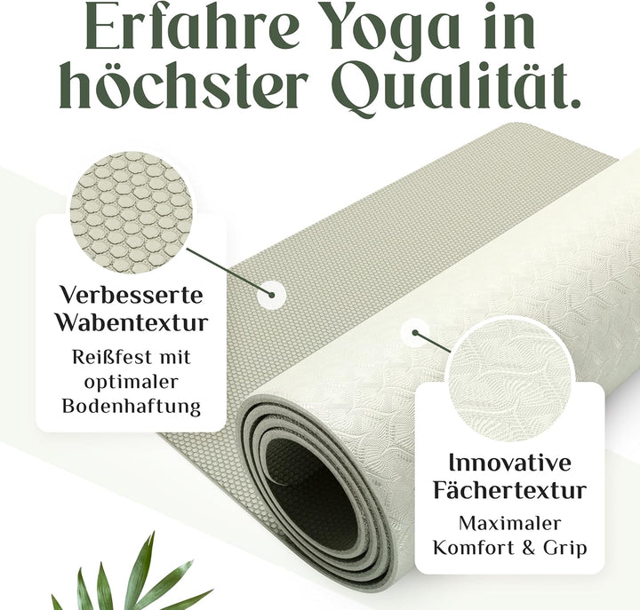 Premium Yoga-Matte aus hautfreundlichem ECO TPE-Material 185 x 60 x 0,6cm (gross) - Boho Style Gymna