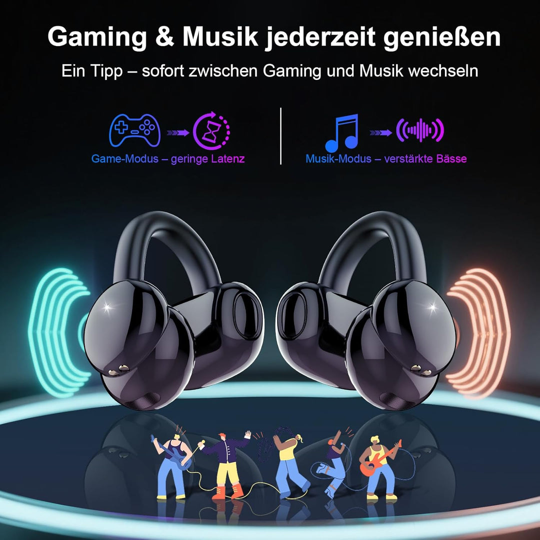 Open Ear Kopfhörer Bluetooth 5.4, Clip On Kopfhörer mit Innovatives Clip-Design, 48Std Spielzeit ohr