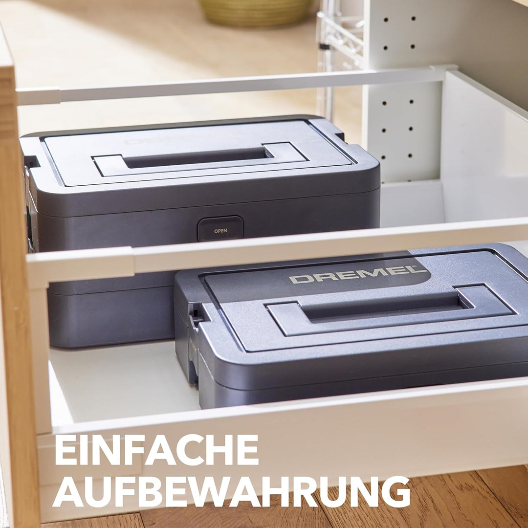 Dremel Box zur Werkzeugaufbewahrung mit 6 Trennwänden und Zubehörhalter, individuell anpassbarer Org